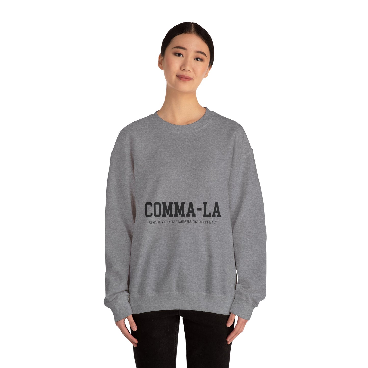 It's Pronounced Comma-La Crewneck Black Lettering