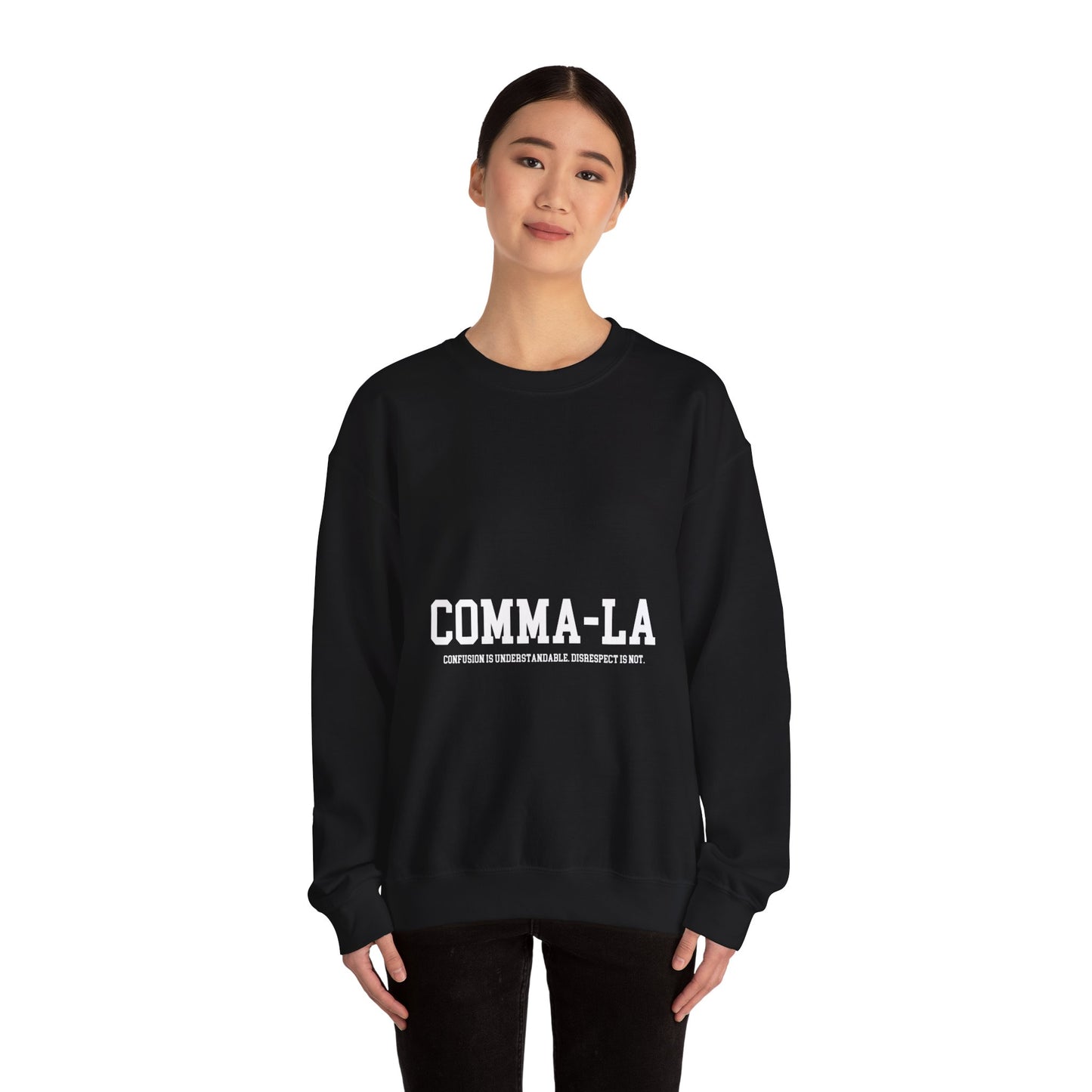 It's Pronounced Comma-La Crewneck White Lettering