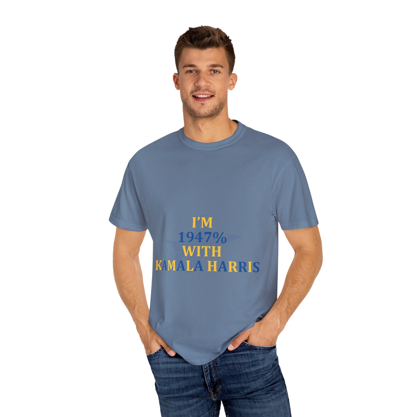 I'm 1947% With Kamala Tee Ultramarine Blue/Golden Yellow