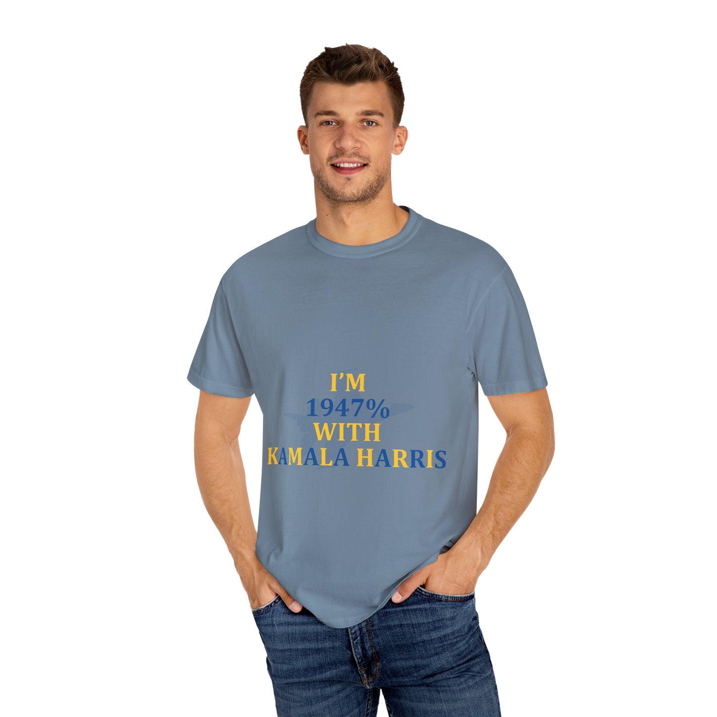 I'm 1947% With Kamala Tee Ultramarine Blue/Golden Yellow