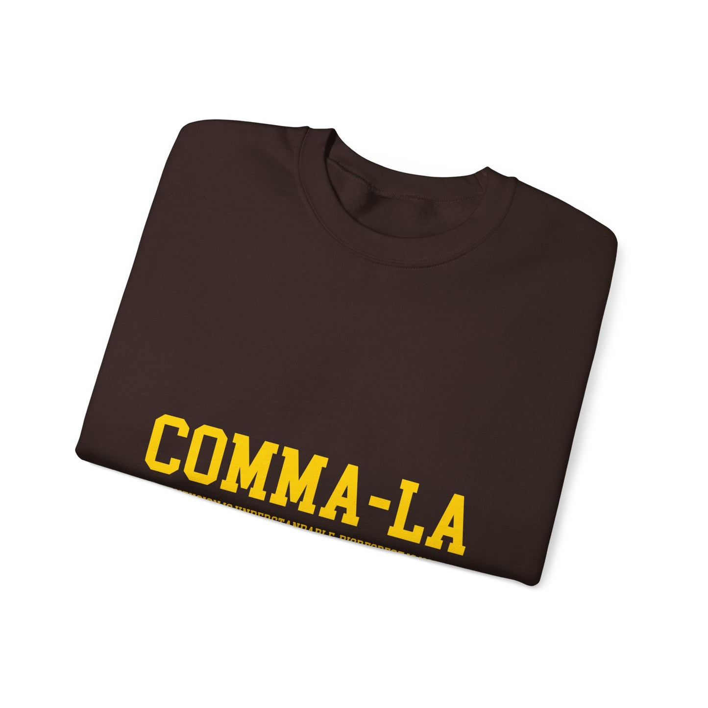 It's Pronounced Comma-La Crewneck Charcoal Brown/Gilded Gold