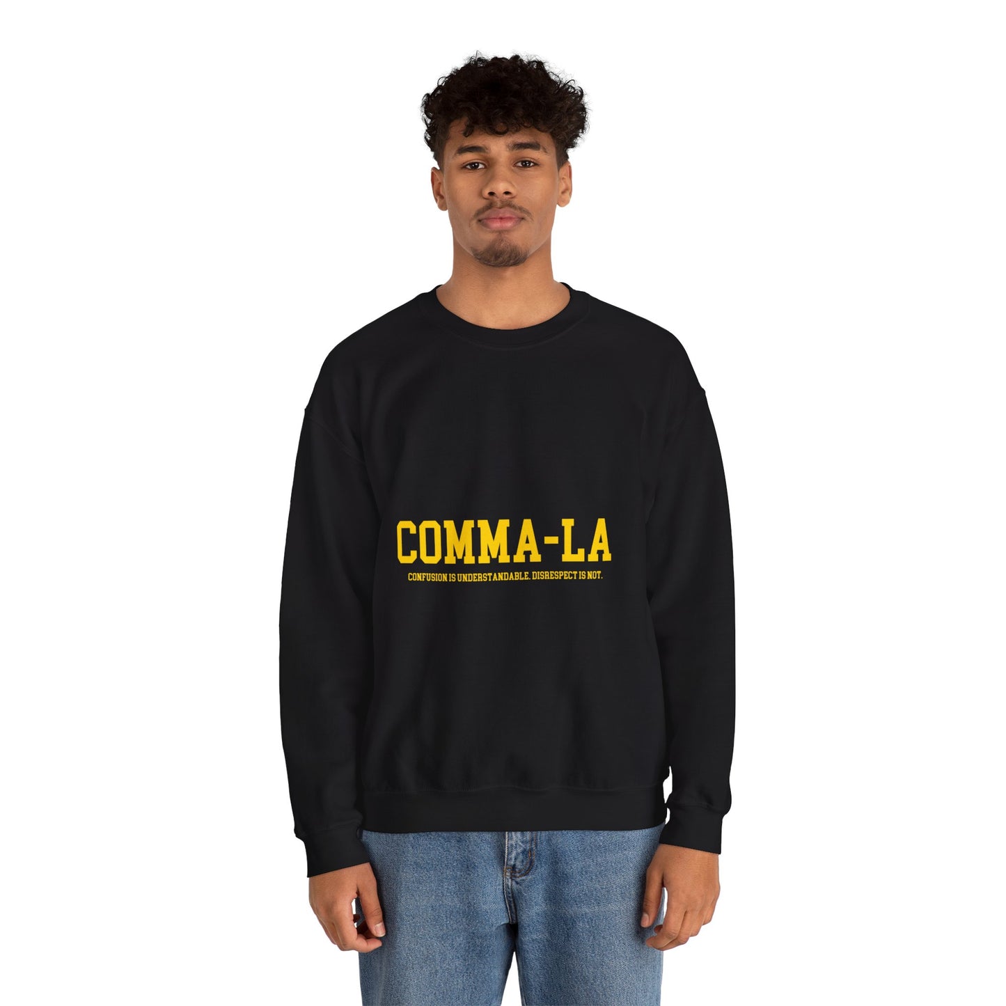 It's Pronounced Comma-La Crewneck Black/Old Gold