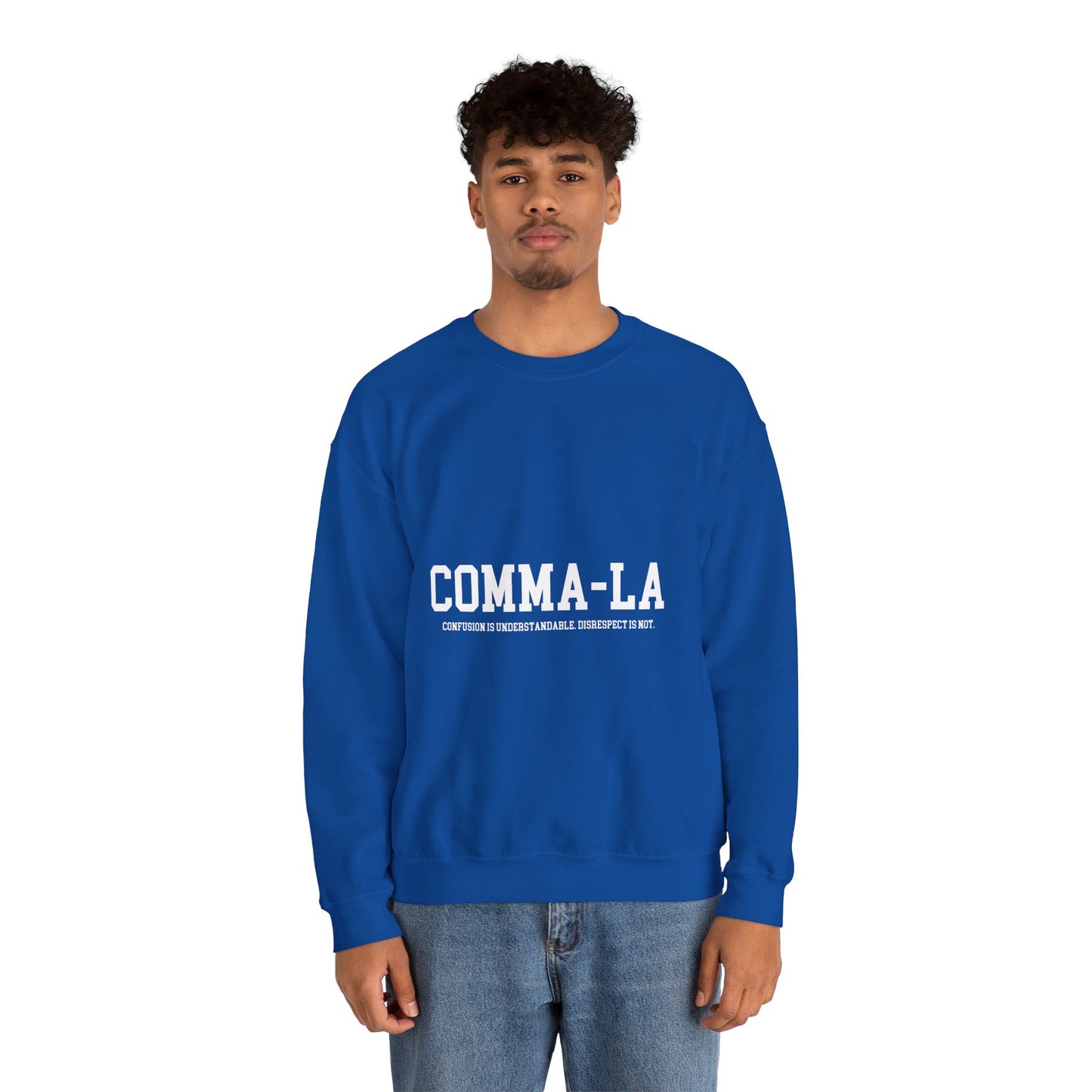 It's Pronounced Comma-La Crewneck Royal Blue/Pure White