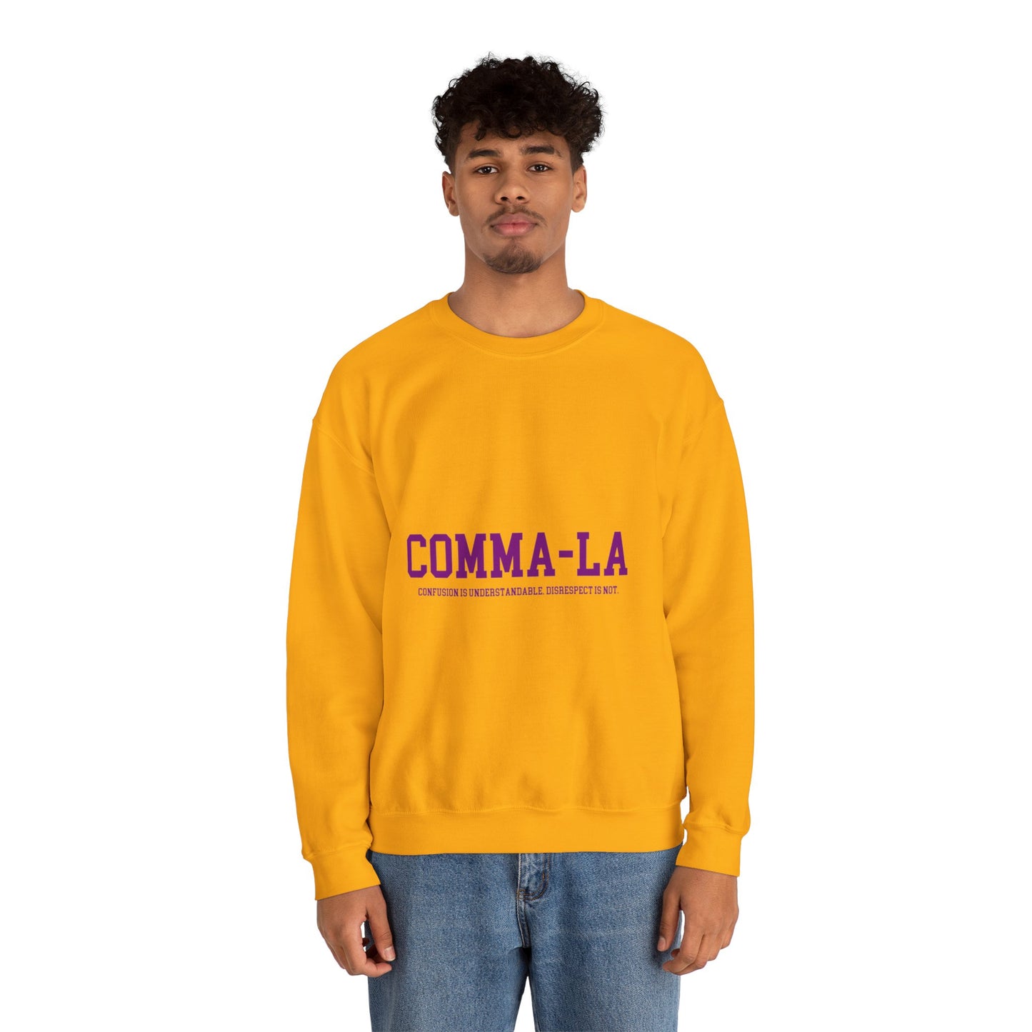 It's Pronounced Comma-La Crewneck Royal Purple/Old Gold