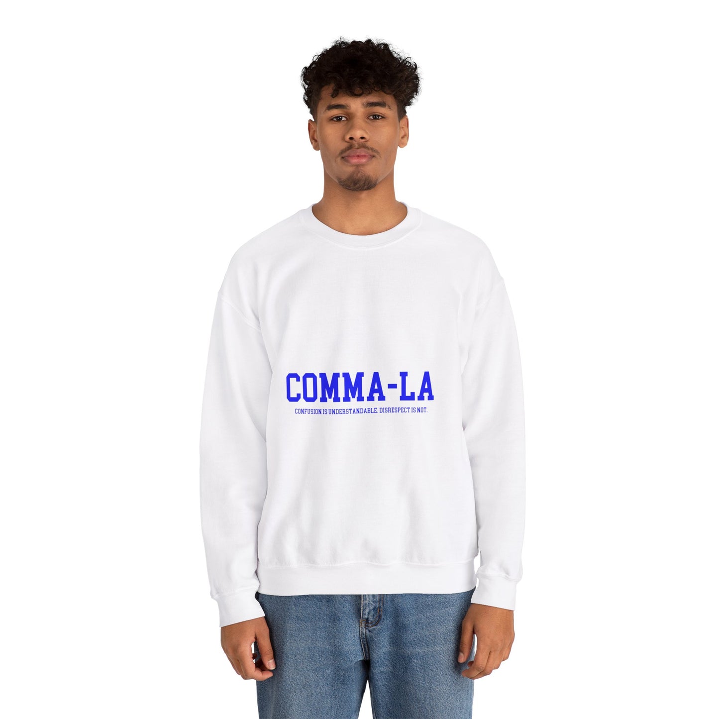 It's Pronounced Comma-La Crewneck Royal Blue/Pure White