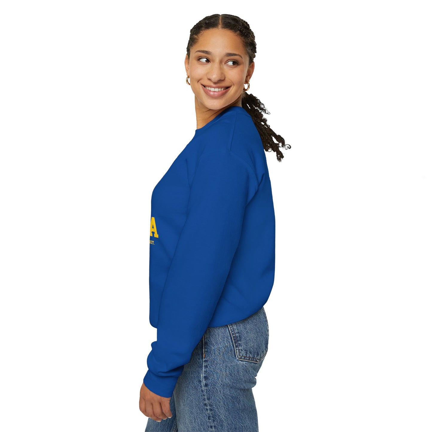 It's Pronounced Comma-La Crewneck Royal Blue/Gold