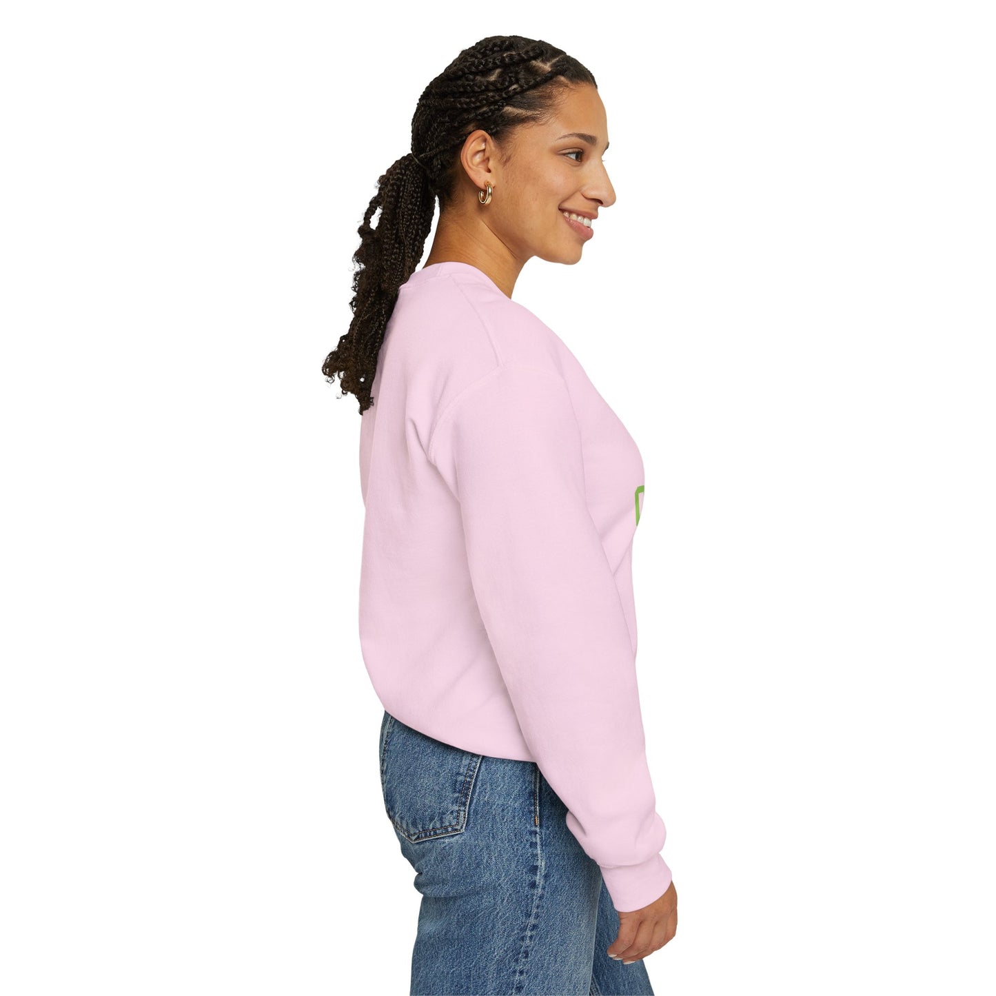 It's Pronounced Comma-La Crewneck Salmon Pink/Apple Green