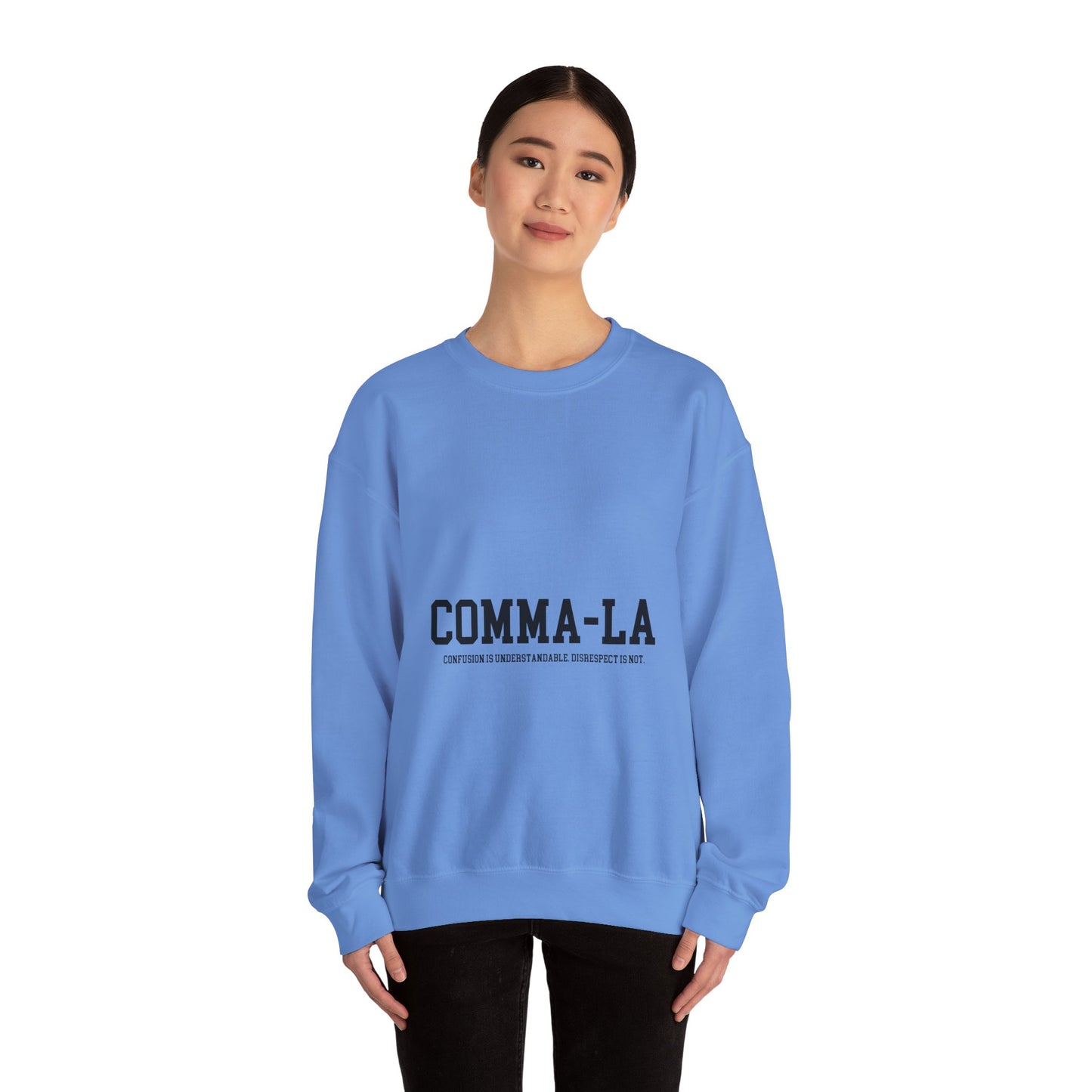 It's Pronounced Comma-La Crewneck Black Lettering