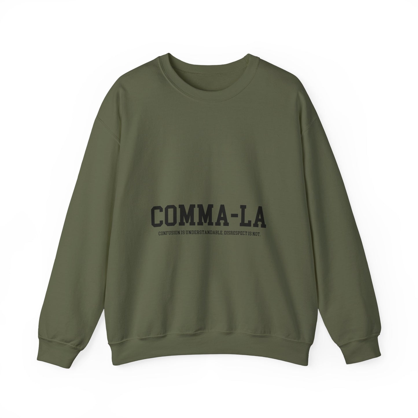 It's Pronounced Comma-La Crewneck Black Lettering