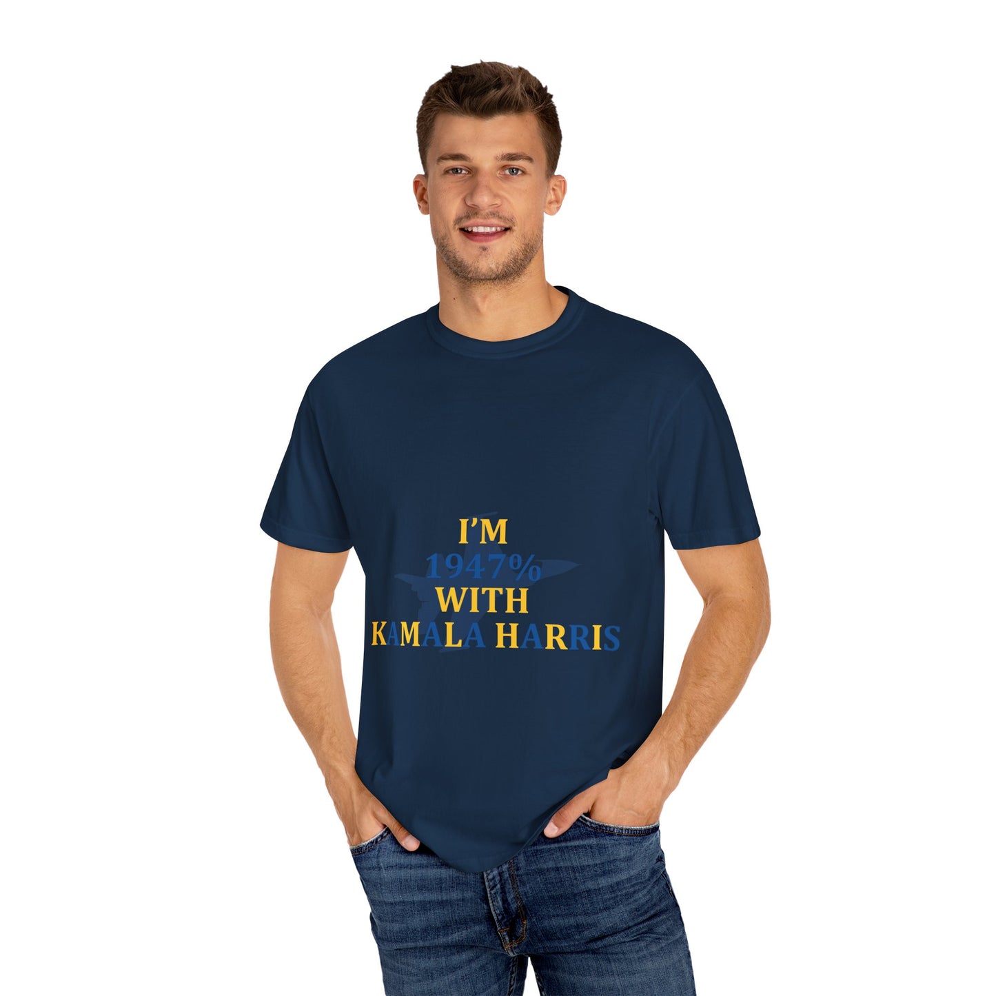 I'm 1947% With Kamala Tee Ultramarine Blue/Golden Yellow