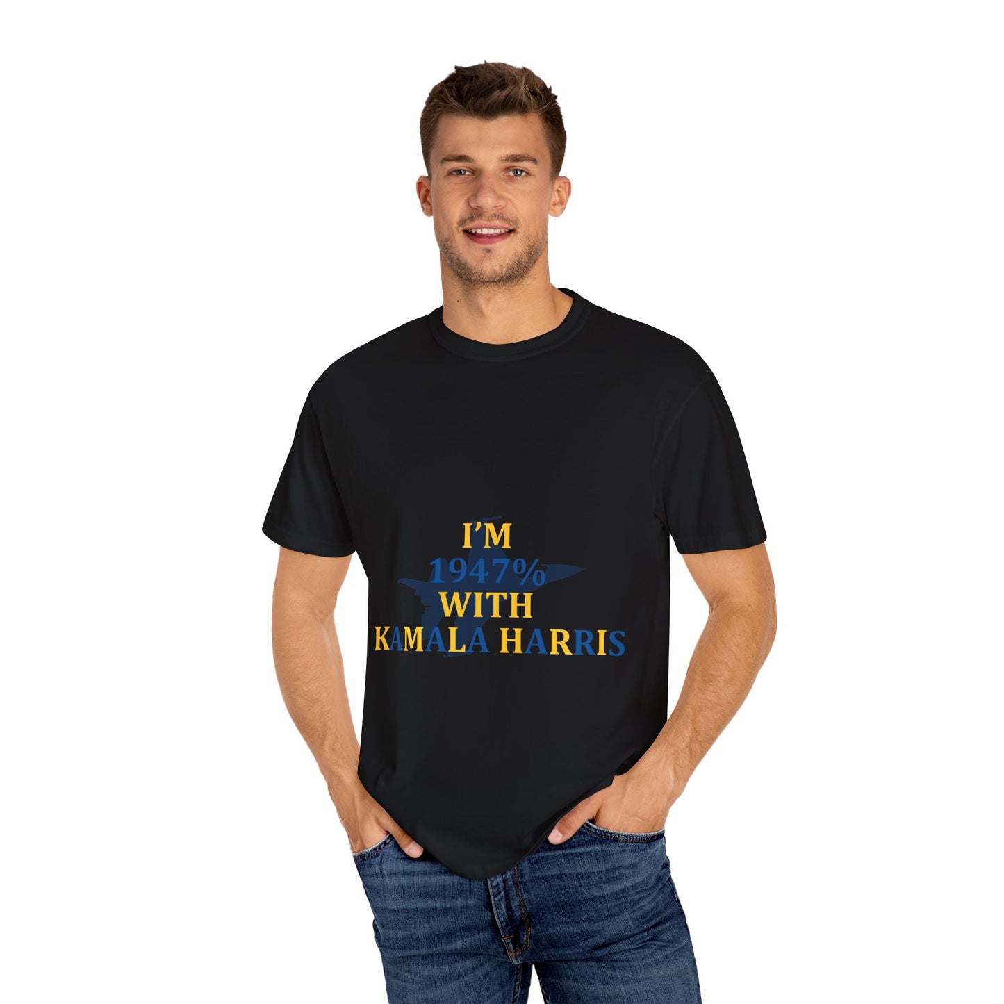 I'm 1947% With Kamala Tee Ultramarine Blue/Golden Yellow