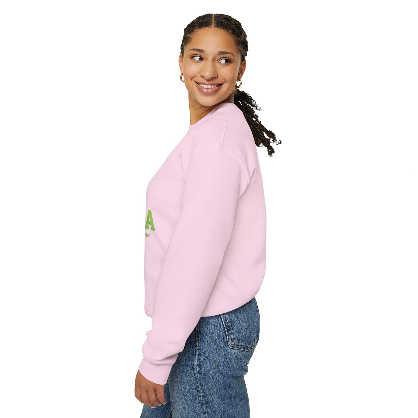 It's Pronounced Comma-La Crewneck Salmon Pink/Apple Green