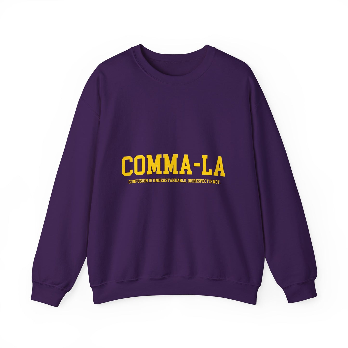 It's Pronounced Comma-La Crewneck Royal Purple/Old Gold