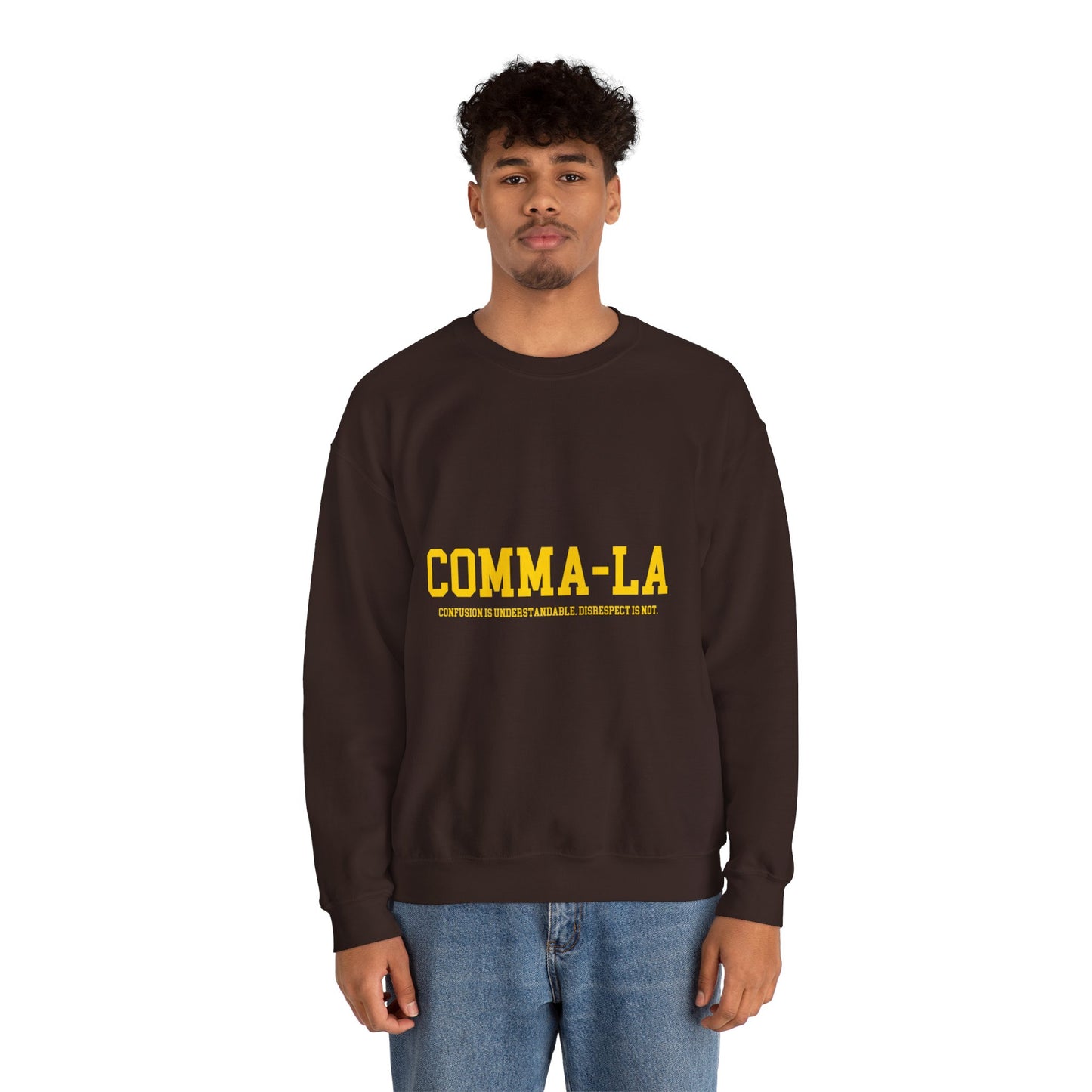 It's Pronounced Comma-La Crewneck Charcoal Brown/Gilded Gold