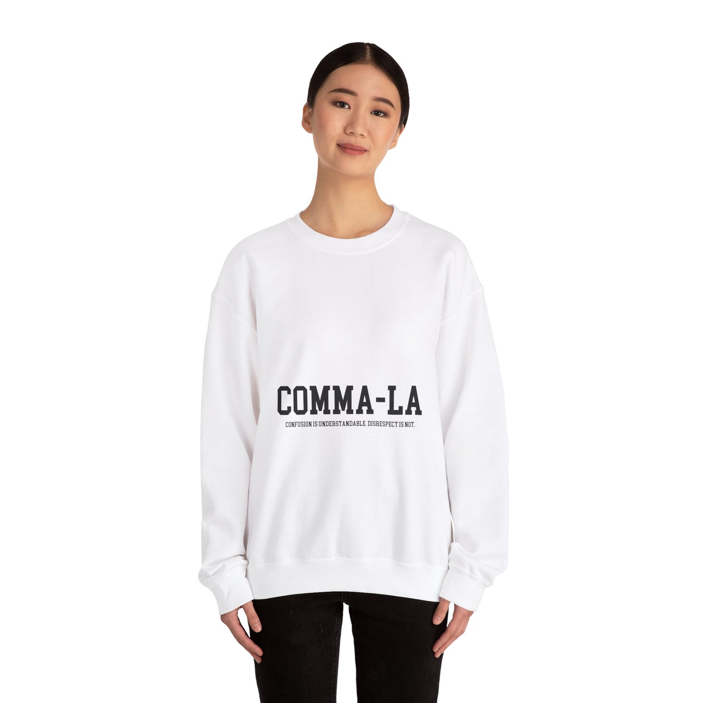 It's Pronounced Comma-La Crewneck Black Lettering